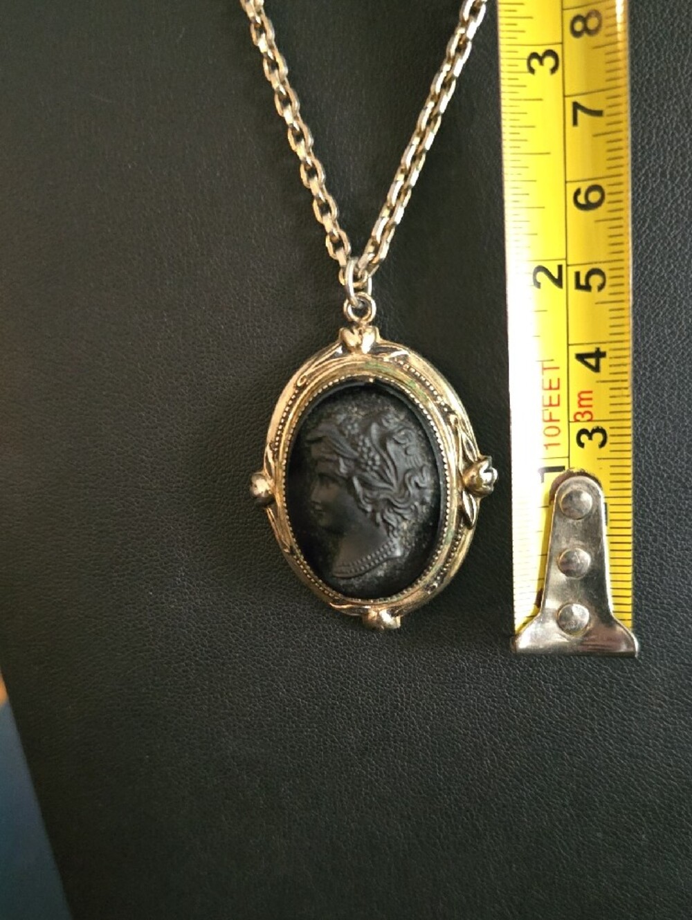 FLASH SALE!! Gold-Tone Cameo Pendant Necklace - Black Cameo - Picture 6 of 11